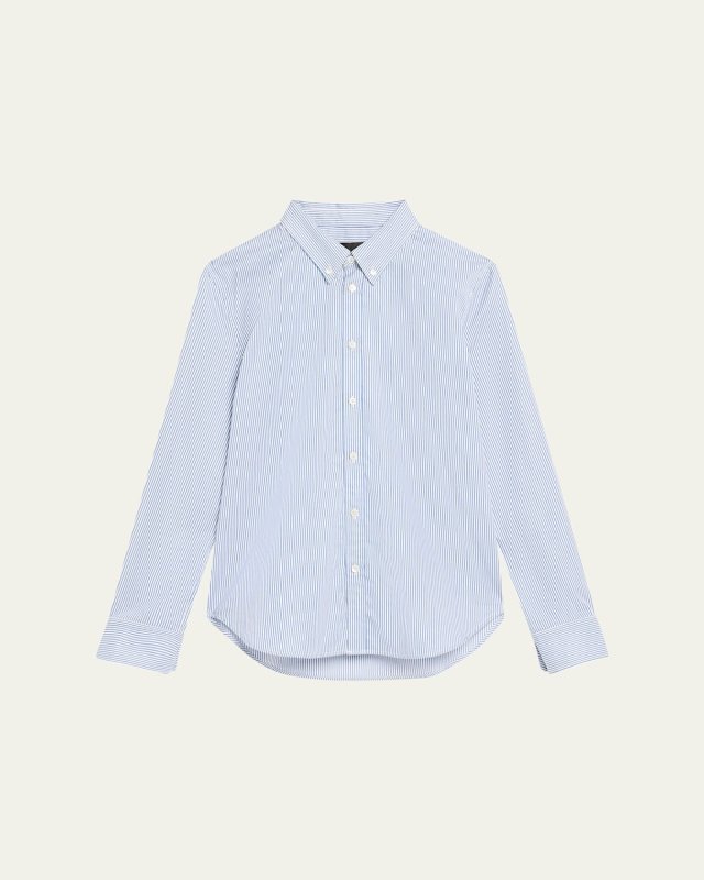 Dyllan Striped Shrunken Button-Down Shirt